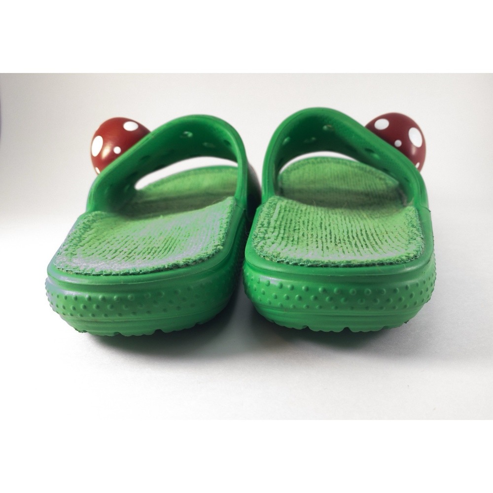 CROCS, Classic Zen Garden Rainbow Mushroom Slides, Green, Junior Size 1 - Picture 5 of 6